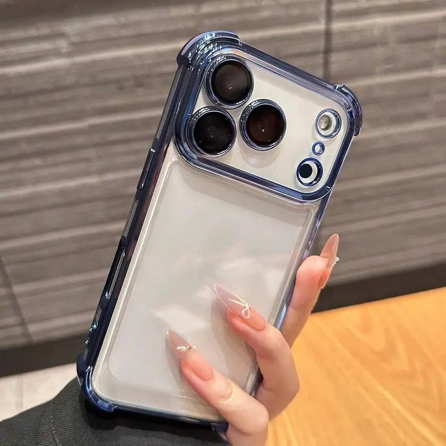 Luxury Transparent Shockproof iPhone Case Cushioned TPU Protective Cover