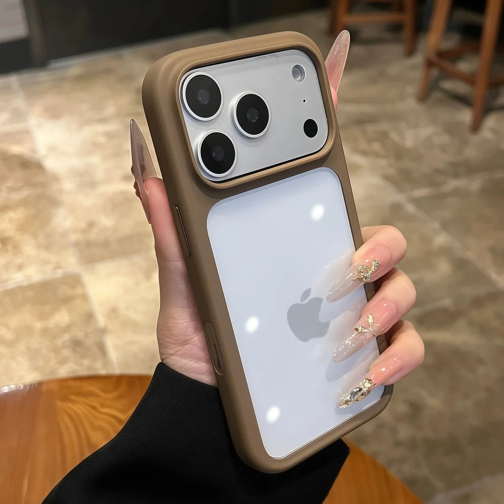 Crystal Clear iPhone Case with Camera Touch Button Shockproof Protective Cover