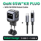 UGREEN 65W GaN Charger Robot Design PD Fast Charger USB-C Multi Port Adapter