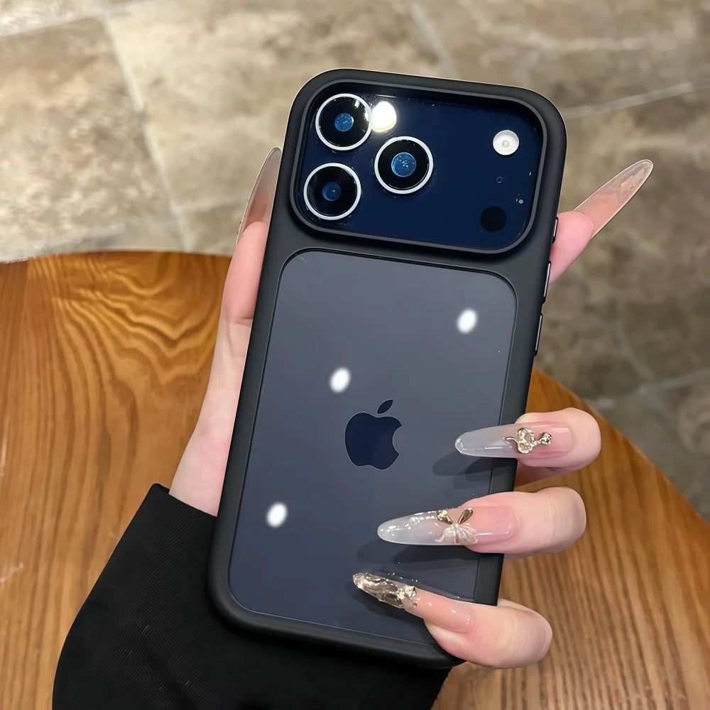 Crystal Clear iPhone Case with Camera Touch Button Shockproof Protective Cover