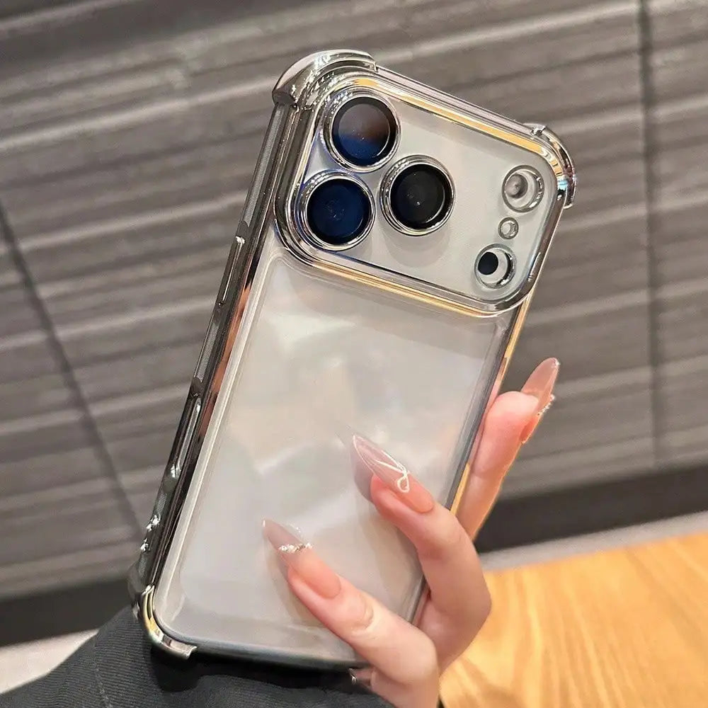 Luxury Transparent Shockproof iPhone Case Cushioned TPU Protective Cover
