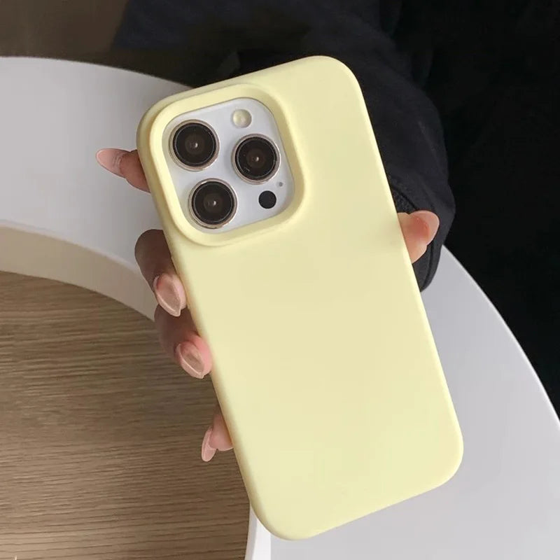 Dopamine Color Silicone iPhone Case Soft Solid Color Shockproof Cover Main image