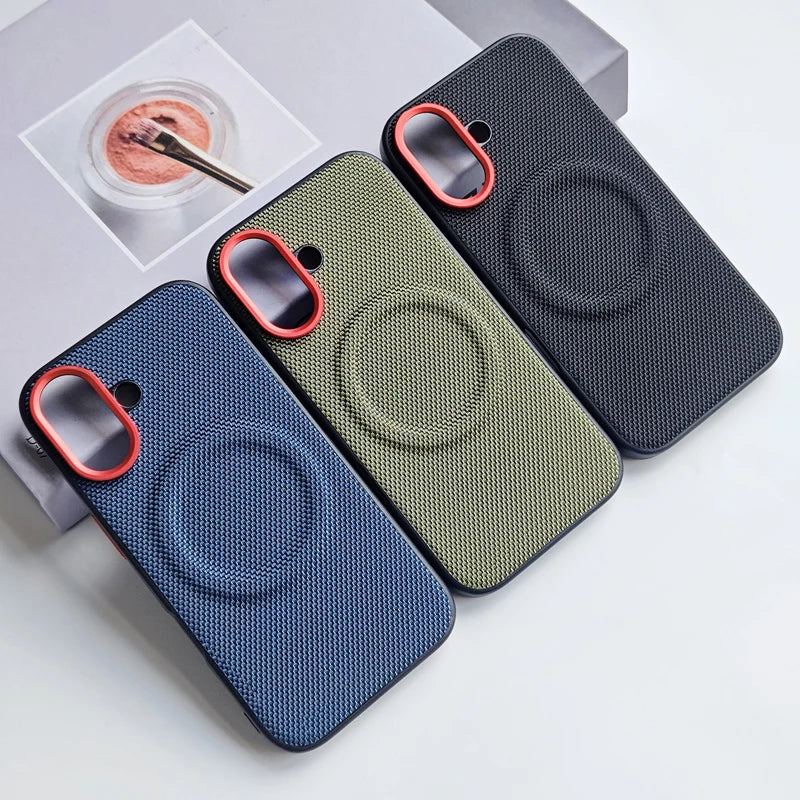 MagSafe Woven Leather iPhone Case TPU Soft Anti-Fingerprint Magnetic Cover