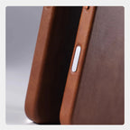 Luxury Retro Leather MagSafe iPhone Case Business Magnetic Alloy Lens Cover