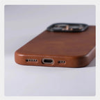 Luxury Retro Leather MagSafe iPhone Case Business Magnetic Alloy Lens Cover
