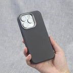 Luxury PU Leather Magnetic iPhone Case Alloy Lens Frame MagSafe Cover