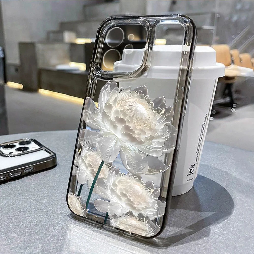 Flower Transparent iPhone Case Shockproof Silicone Soft Protective Cover