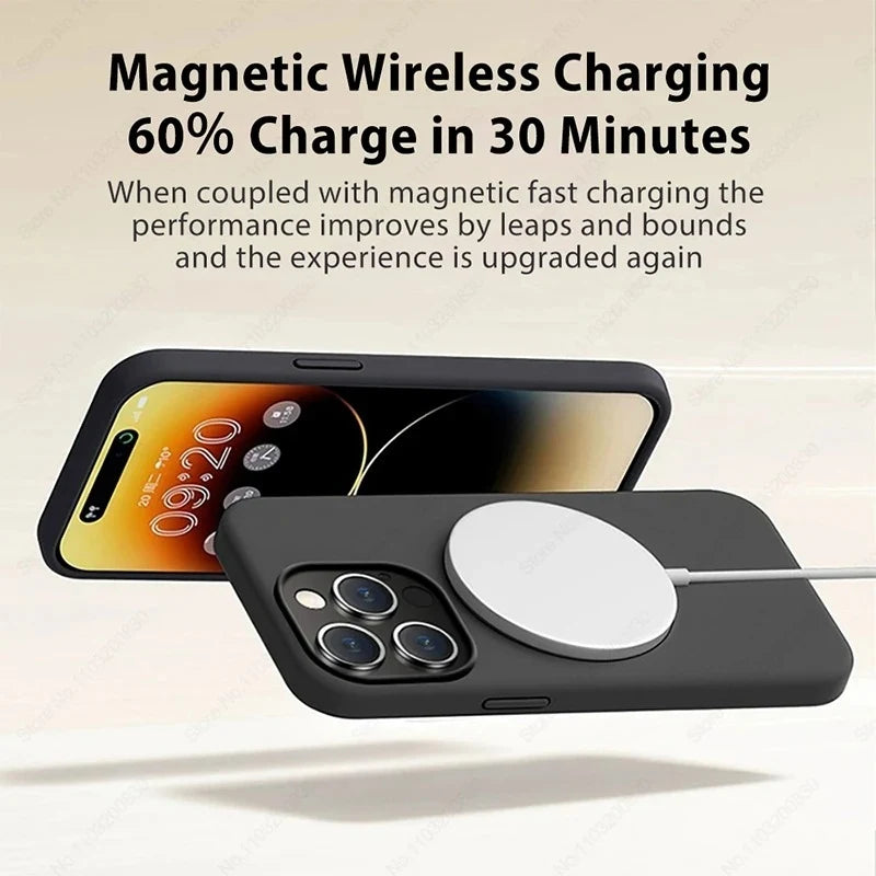 MagSafe Liquid Silicone iPhone Case Magnetic Soft Anti-Slip Protective Cover