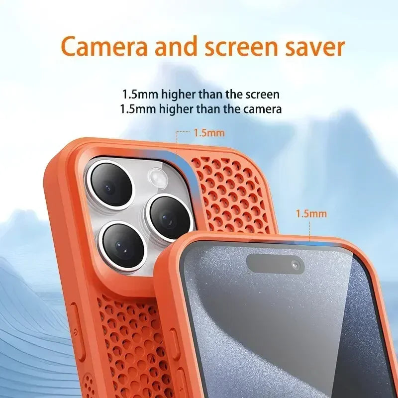 MagSafe Cooling Mesh iPhone Case Heat Dissipation Breathable Shockproof Cover