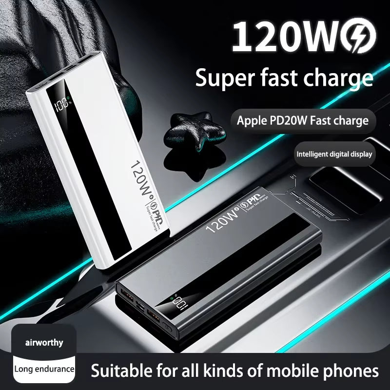 200000mAh Power Bank 120W Fast Charging Portable High Capacity Charger