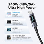240W USB C to USB C Cable PD3.1 Fast Charging Digital Display Cord