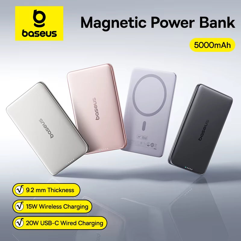 5000mAh Magnetic Power Bank Ultra Slim 15W Wireless 20W Fast Charging