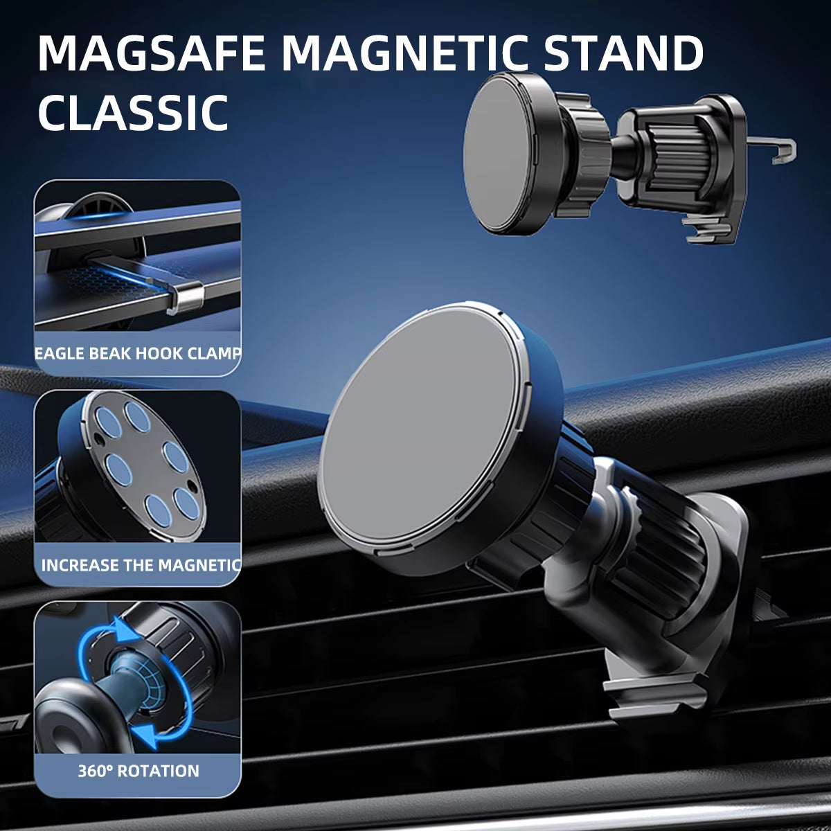 Magnetic Gravity Car Phone Holder Air Vent Mount Universal 4.7–7 Inch