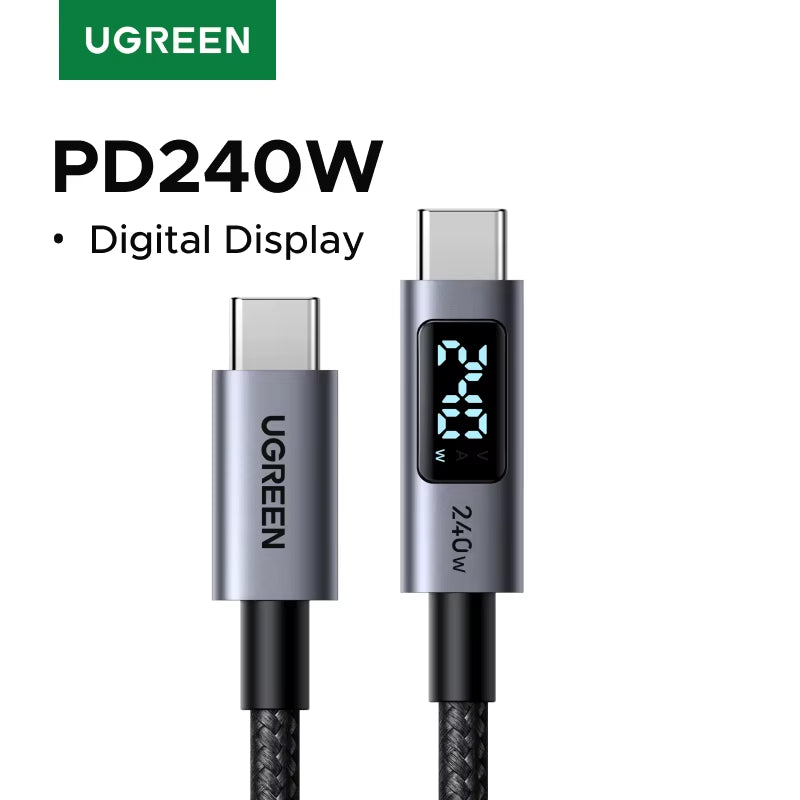 240W USB C to USB C Cable PD3.1 Fast Charging Digital Display Cord