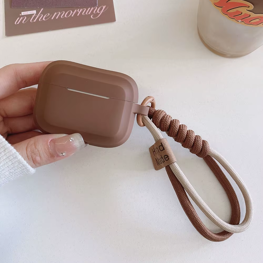 Caramel Silicone AirPods Case with Bracelet Strap Shockproof Protective Cover Main image