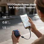 10000mAh Power Bank 45W Fast Charging Mini Built-in USB-C Cable Portable