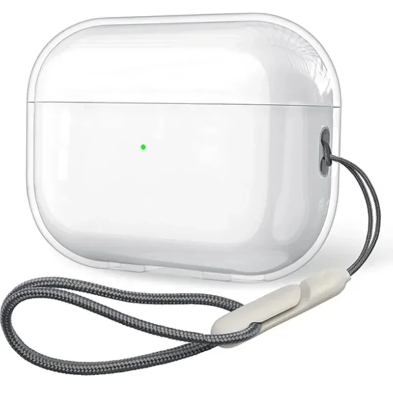 Clear TPU AirPods Case with Lanyard Strap Transparent Protective Cover Main image