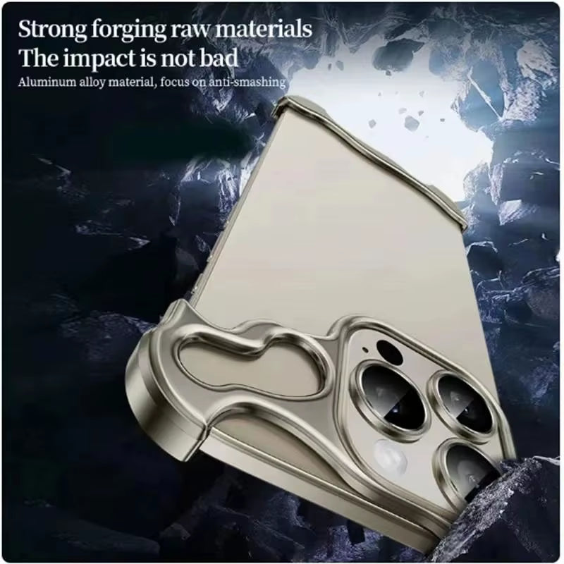 Luxury Alien Titanium Alloy Bumper Phone Case for  15 13 12 14 Pro Max 15Plus Metal Lens Film Protection Corner Pads Cover