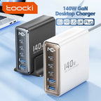 140W GaN Desktop Charger 5 Port USB C Fast Charging Station LED Display