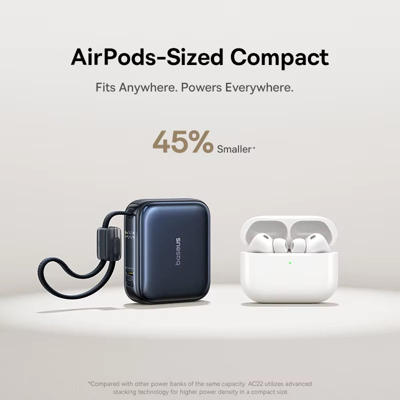 10000mAh Power Bank 45W Fast Charging Mini Built-in USB-C Cable Portable