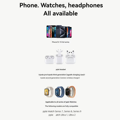 A73E-3 in 1 Foldable Magnetic Wireless Charger Stand for Iphone 15 14 13 Pro/Max for Iwatch Airpods 3/2 Fast Charger Holder