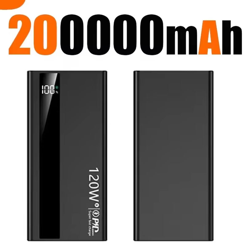 200000mAh Power Bank 120W Fast Charging Portable High Capacity Charger