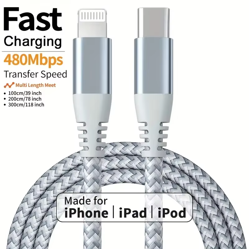 MFi Certified USB C to Lightning Cable Fast Charging Nylon Braided Cord Main image