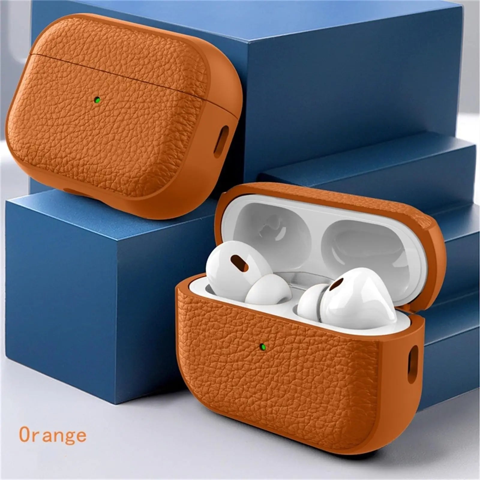 Leather Pattern AirPods Pro Case TPU Protective Cover with Keychain