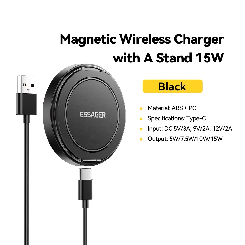 Magnetic Wireless Charger 15W Fast Charging Pad Stand USB-C for iPhone AirPods Main image