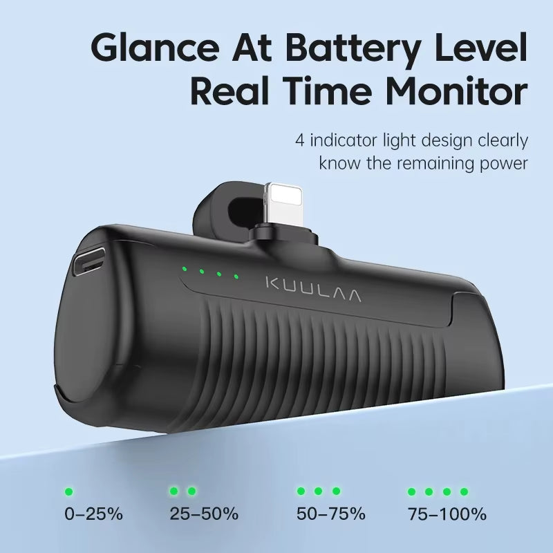 Mini Power Bank 4500mAh Portable Charger Built-in Plug Type-C Lightning