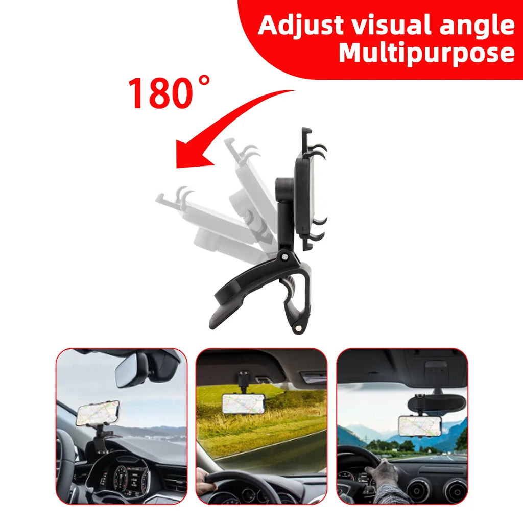 Car Dashboard Phone Holder 360 Rotation Sunshade Mount Adjustable Stand