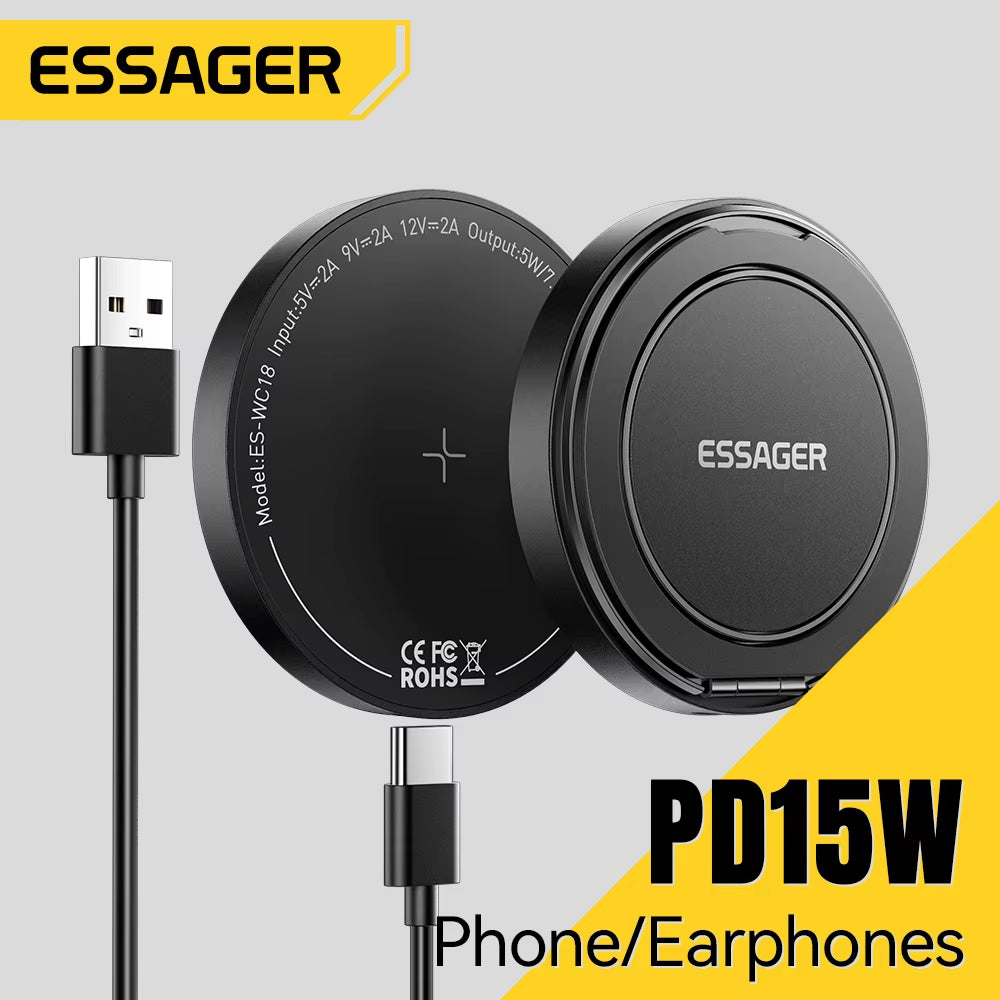 Magnetic Wireless Charger 15W Fast Charging Pad Stand USB-C for iPhone AirPods
