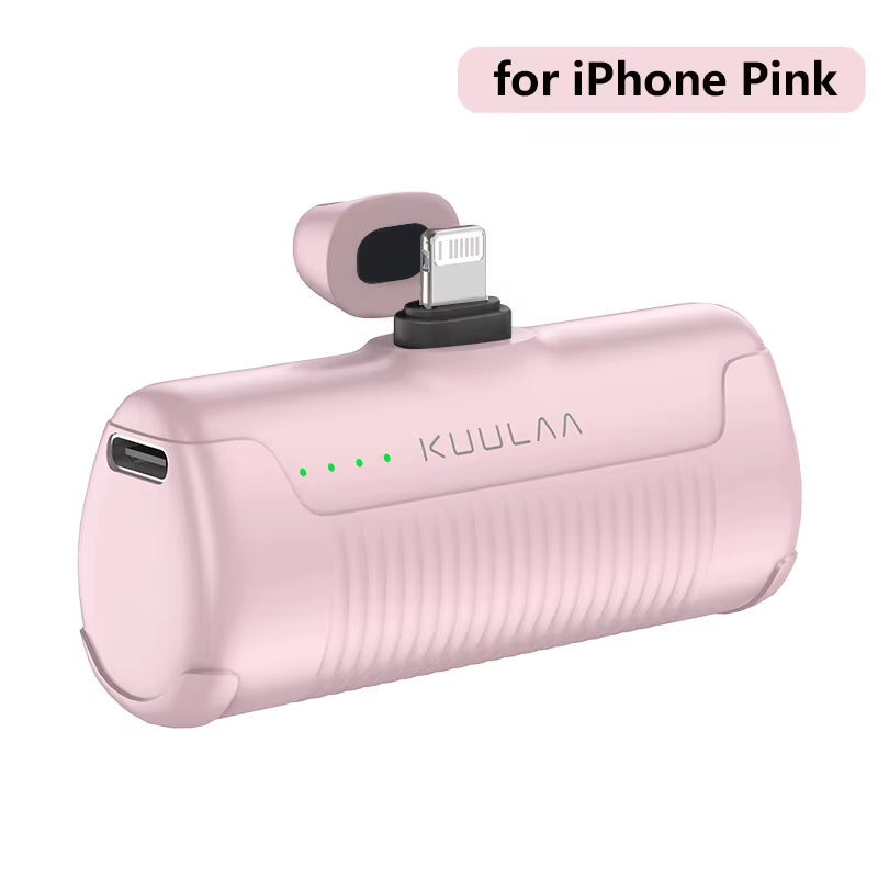 Mini Power Bank 4500mAh Portable Charger Built-in Plug Type-C Lightning