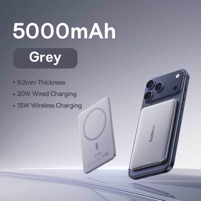 5000mAh Magnetic Power Bank Ultra Slim 15W Wireless 20W Fast Charging