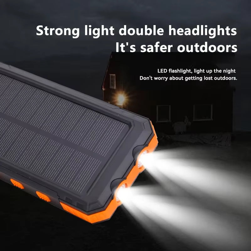 200000mAh Solar Power Bank Portable Charger USB-C USB-A Outdoor Battery