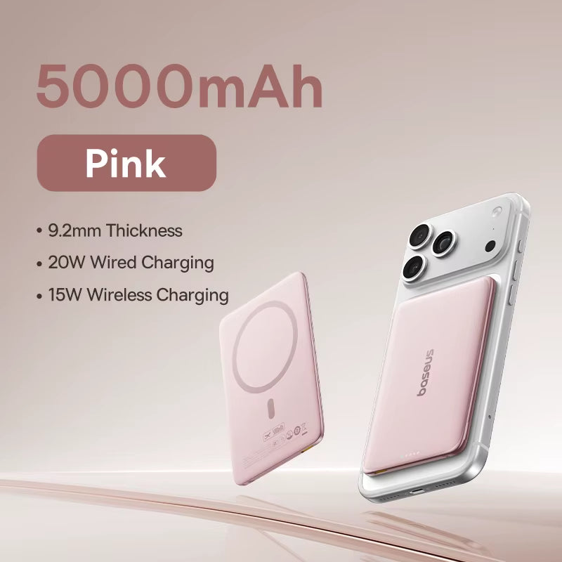 5000mAh Magnetic Power Bank Ultra Slim 15W Wireless 20W Fast Charging