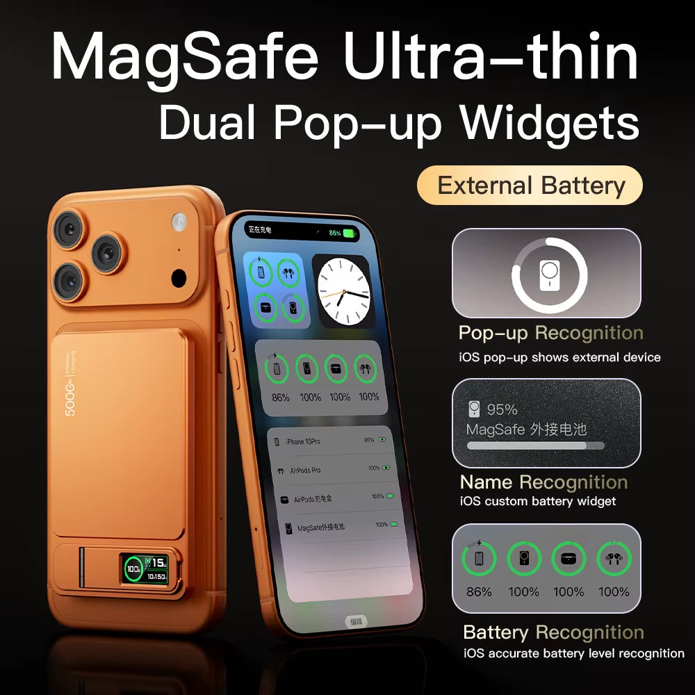 10000mAh Magnetic Wireless Power Bank 20W Fast Charging Slim MagSafe Portable