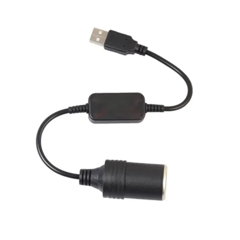 USB to 12V Car Cigarette Lighter Adapter Converter 5V 2A Power Cable