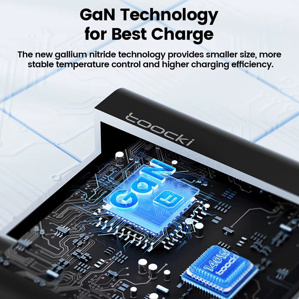 140W GaN Desktop Charger 5 Port USB C Fast Charging Station LED Display