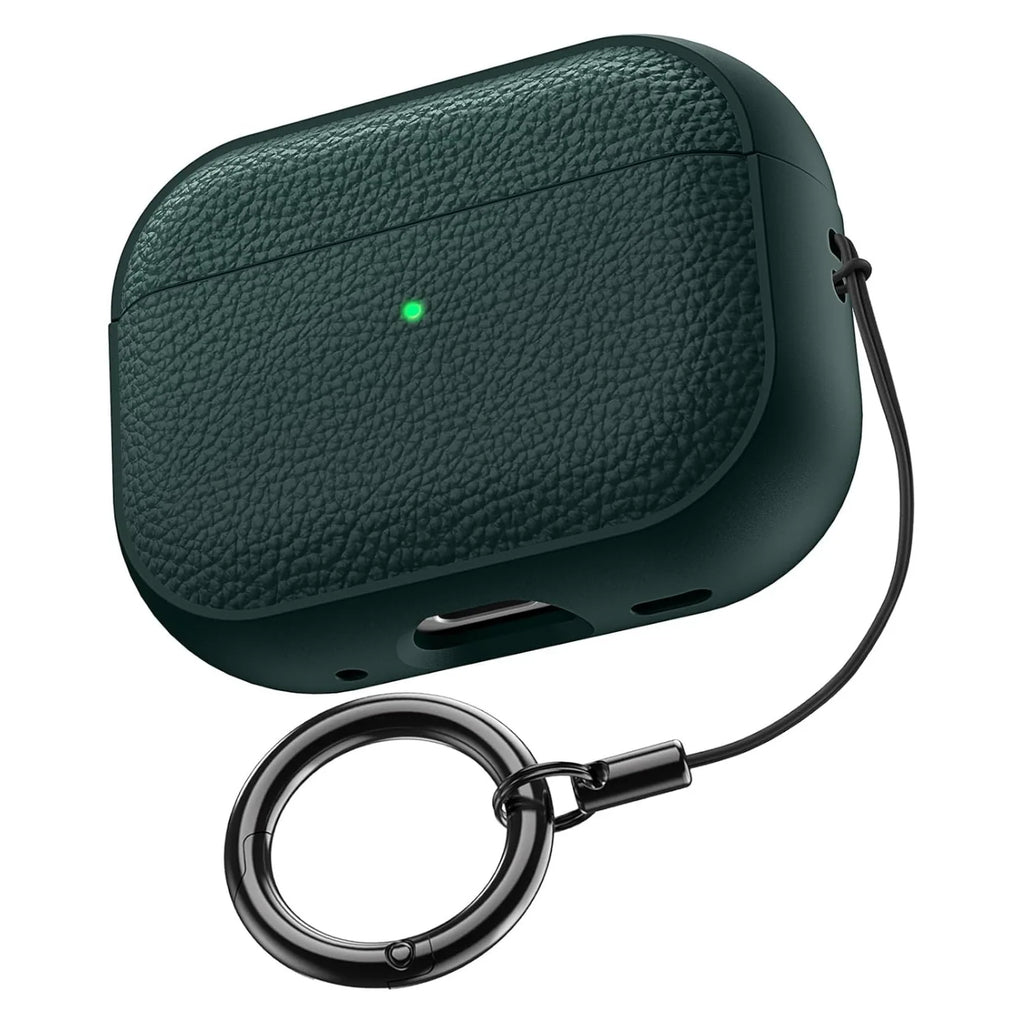 Leather Pattern AirPods Pro Case TPU Protective Cover with Keychain