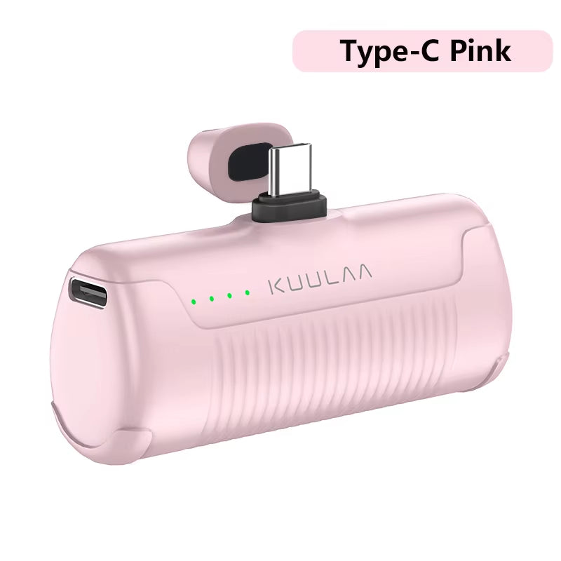 Mini Power Bank 4500mAh Portable Charger Built-in Plug Type-C Lightning