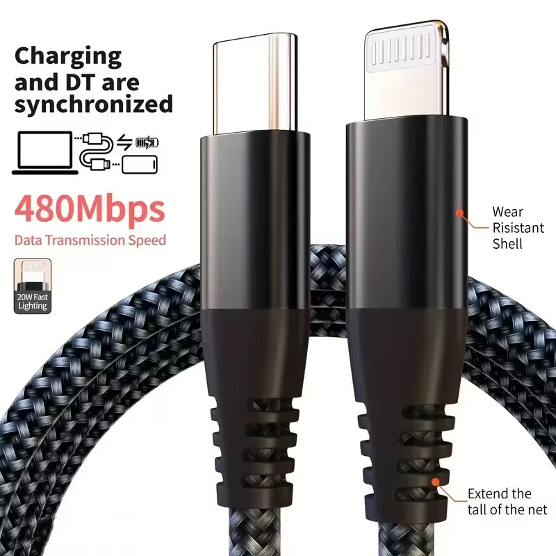 MFi Certified USB C to Lightning Cable Fast Charging Nylon Braided Cord