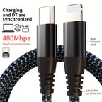 MFi Certified USB C to Lightning Cable Fast Charging Nylon Braided Cord