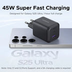 45W GaN USB C Fast Charger PD3.0 PPS EU Plug Power Adapter