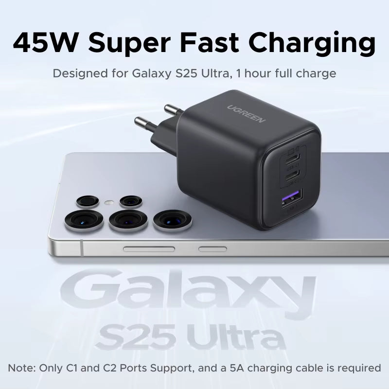45W GaN USB C Fast Charger PD3.0 PPS EU Plug Power Adapter