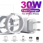 30W USB C PD Fast Charger iPhone Adapter with Type C Cable