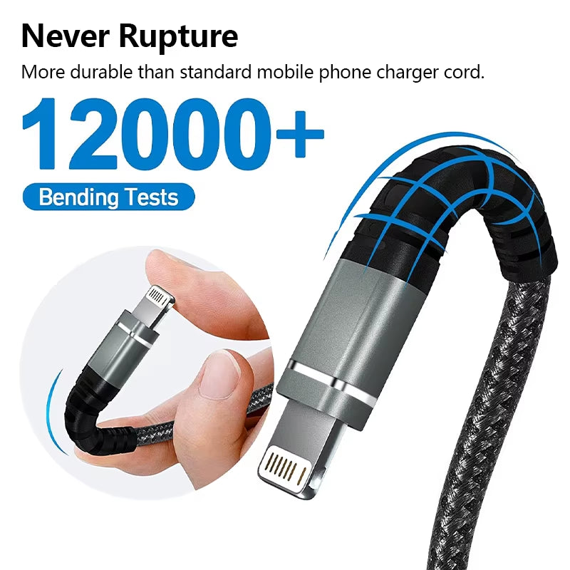 Lightning Cable Fast Charging iPhone Cord Nylon Braided MFi Certified