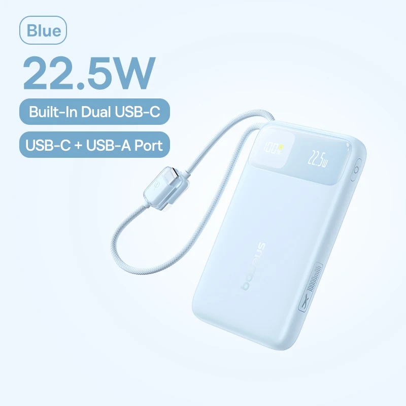 10000mAh Power Bank 22.5W Fast Charging Built-in USB C Cable Digital Display Main image
