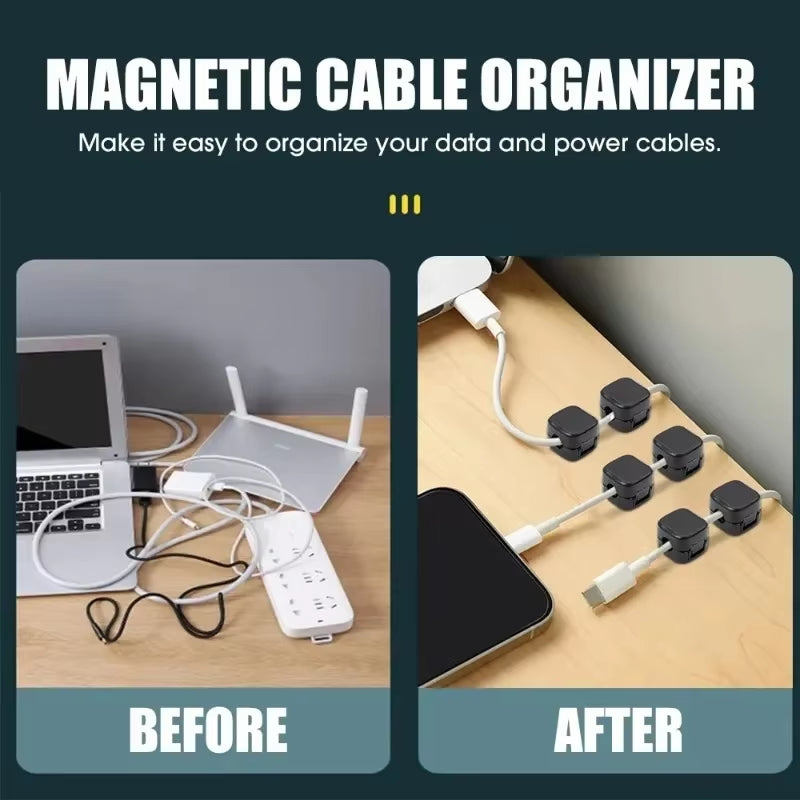 Magnetic Cable Clip Organizer Adhesive Wire Holder Desk Cable Management