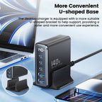 140W GaN Desktop Charger 5 Port USB C Fast Charging Station LED Display